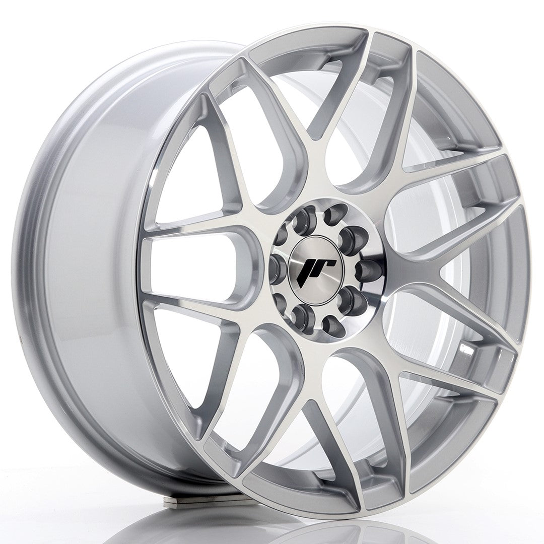 JR18 17x8 ET35 4x100, 4x114.3 zilver bewerkte voorkant