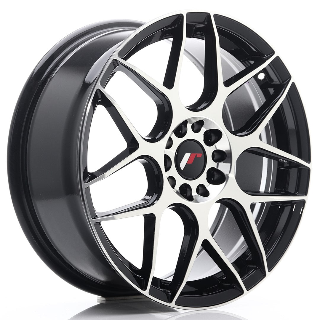 JR18 18x7.5 ET40 5x112, 5x114.3 glanzend zwart bewerkt oppervlak