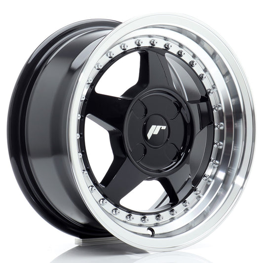JR6 15x7 ET20-35 Custom PCD Gloss Black Machined Lip