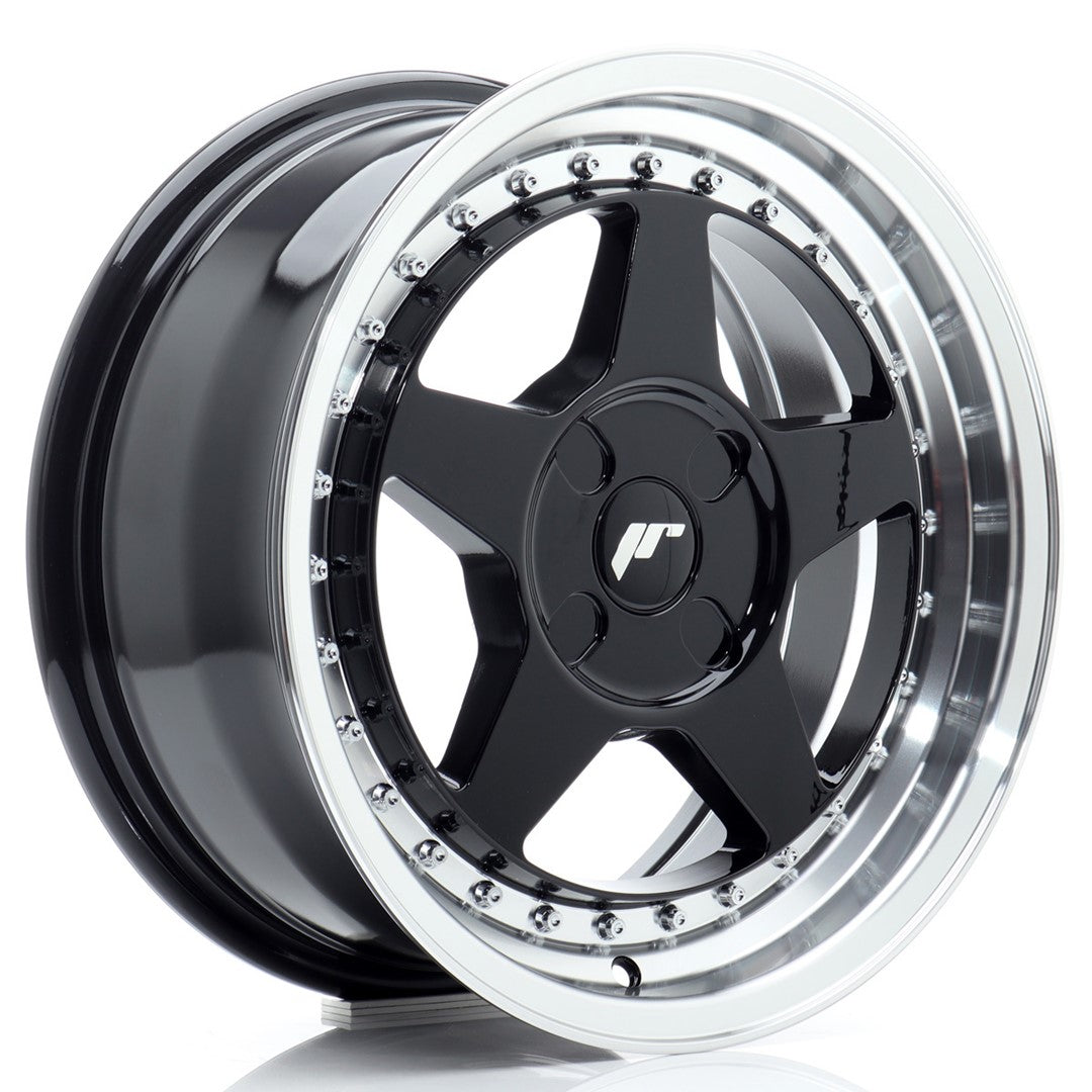 JR6 16x7 ET20-35 Custom PCD Gloss Black Machined Lip