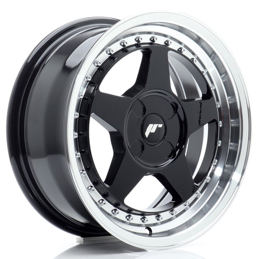 JR6 16x7 ET20-35 Custom PCD Gloss Black Machined Lip