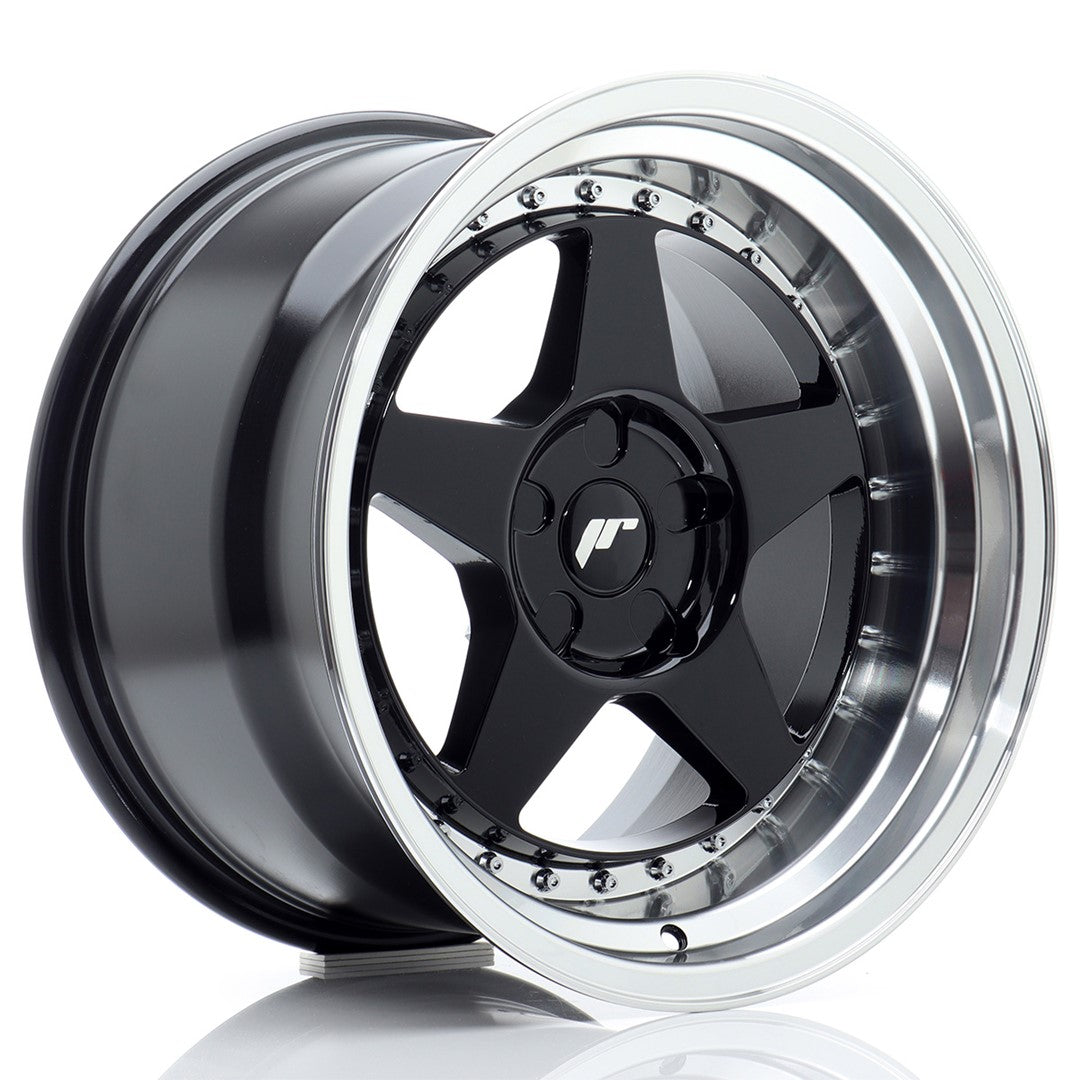 JR6 17x10 ET0-20 Aangepaste PCD Glanzend Zwart Machined Rand