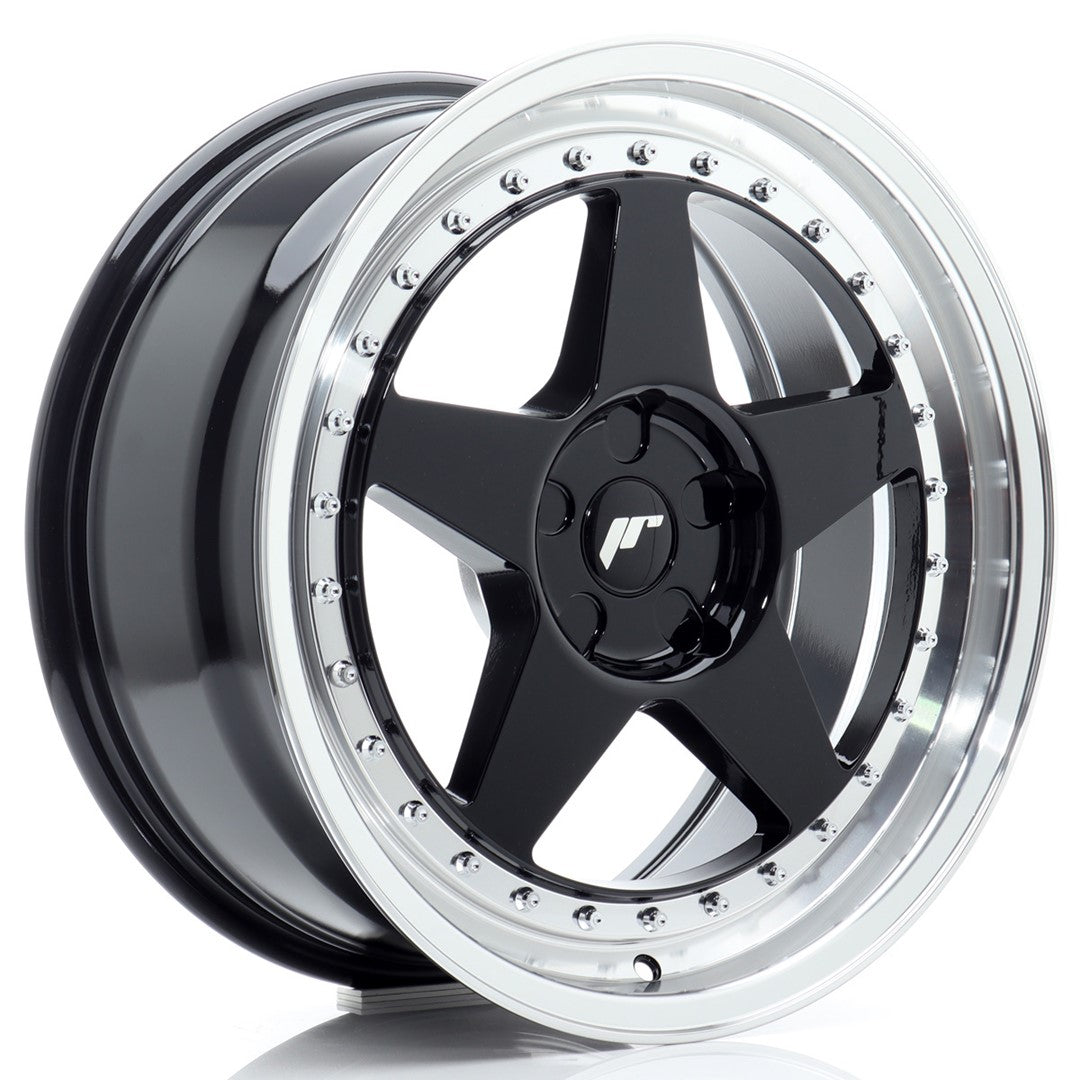JR6 18x8.5 ET20-40 Custom PCD Gloss Black Machined Lip