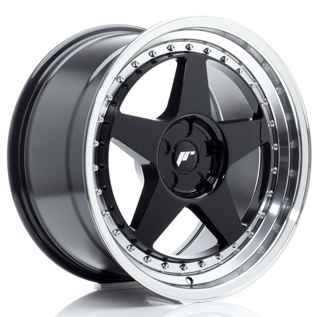 JR6 18x9.5 ET20-40 Custom PCD Gloss Black Machinaal bewerkte lip