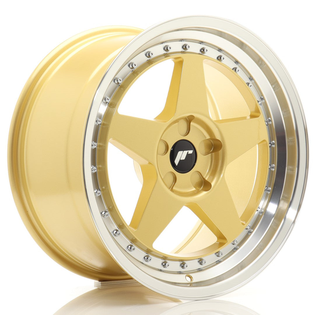 JR6 18x9.5 ET20-40 Aangepaste PCD Goud Bewerkte Lip