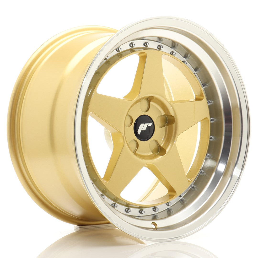 JR6 18x10.5 ET0-25 Custom PCD Goud Machined Lip