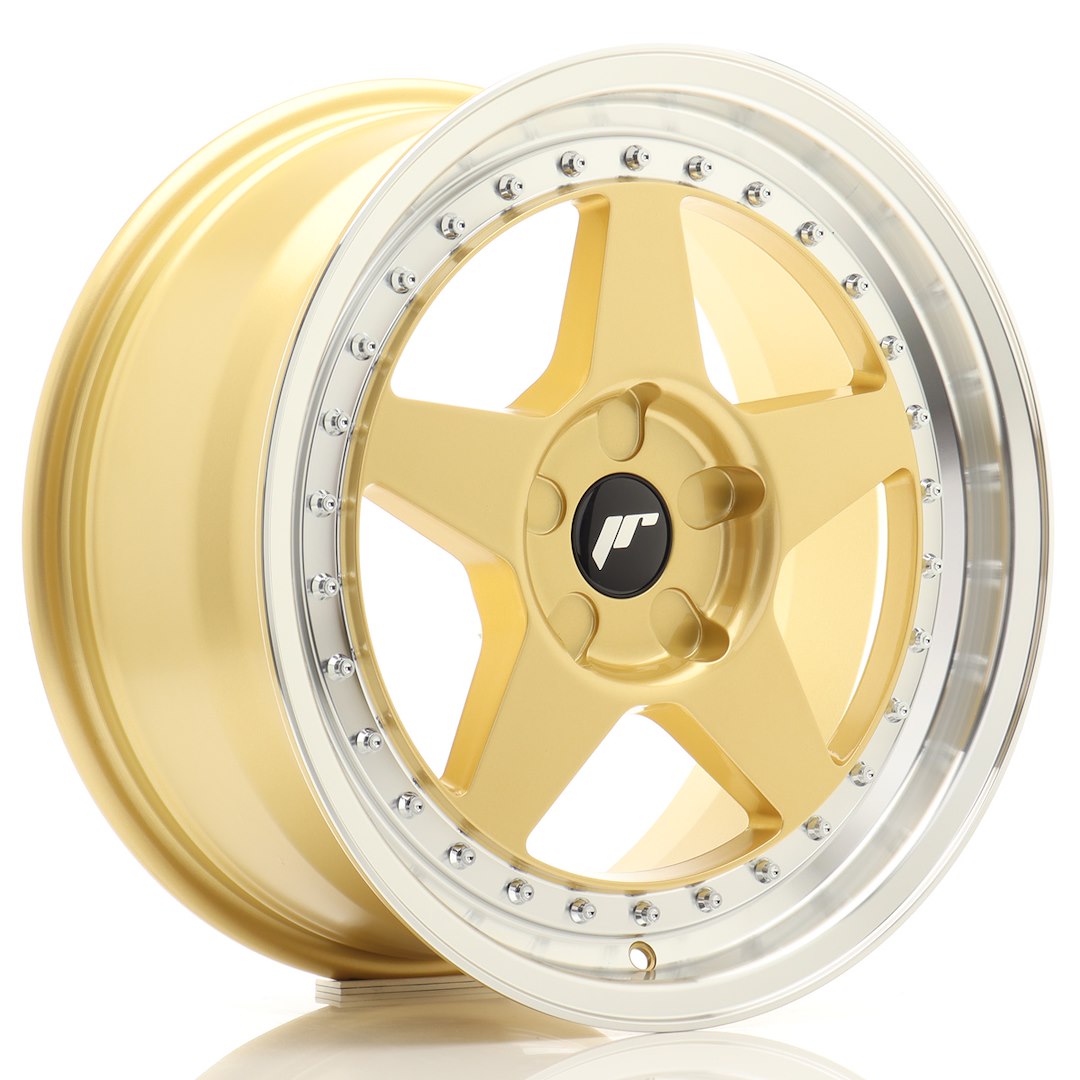 JR6 17x8 ET20-35 Custom PCD Gold Machined Lip