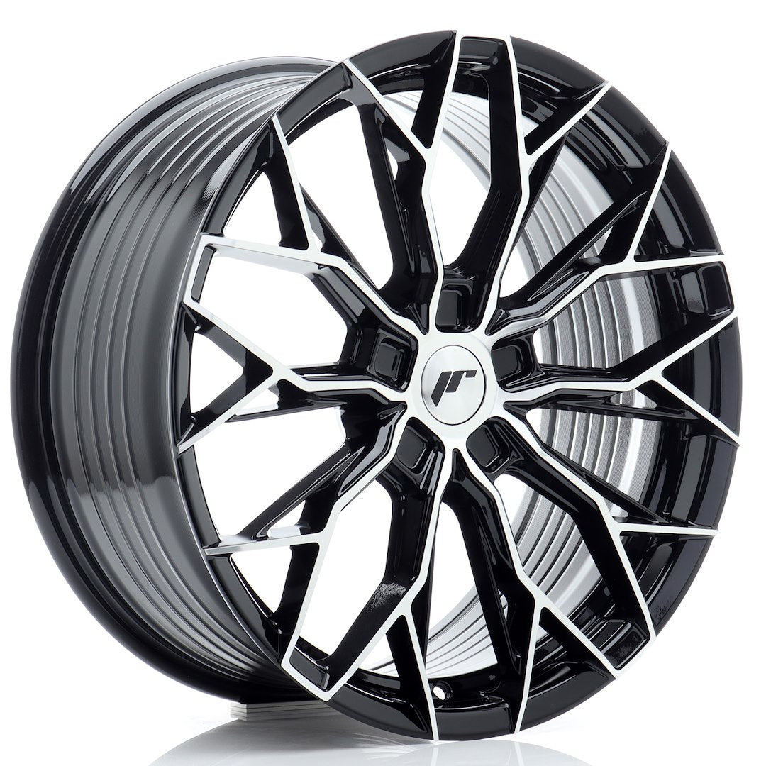 JR49 19x8.5 ET20-45 PCD sur mesure, Noir brillant face usinée