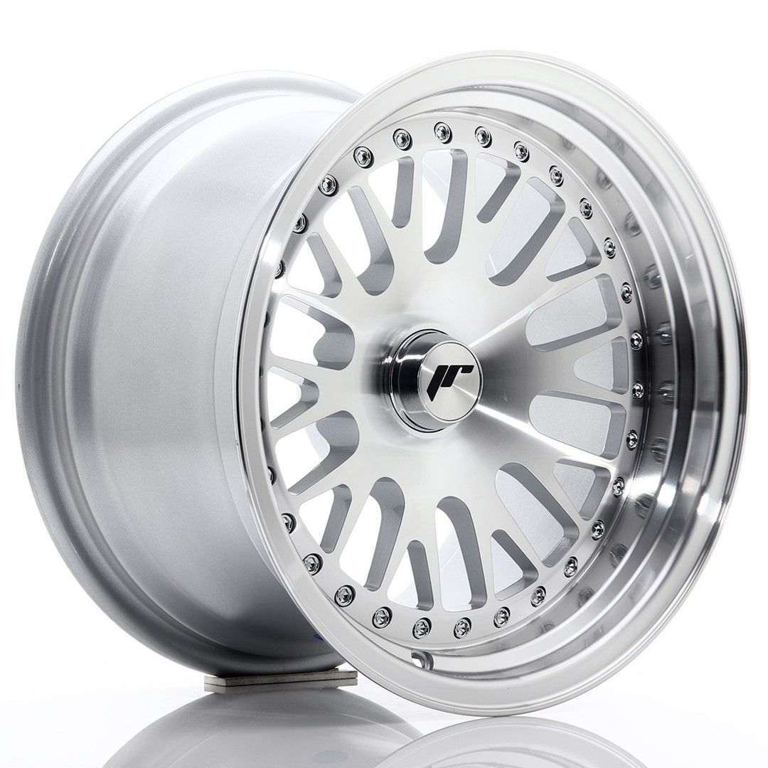 JR10 15x9 ET0-20 Aangepaste steek (PCD) zilver met gepolijst front