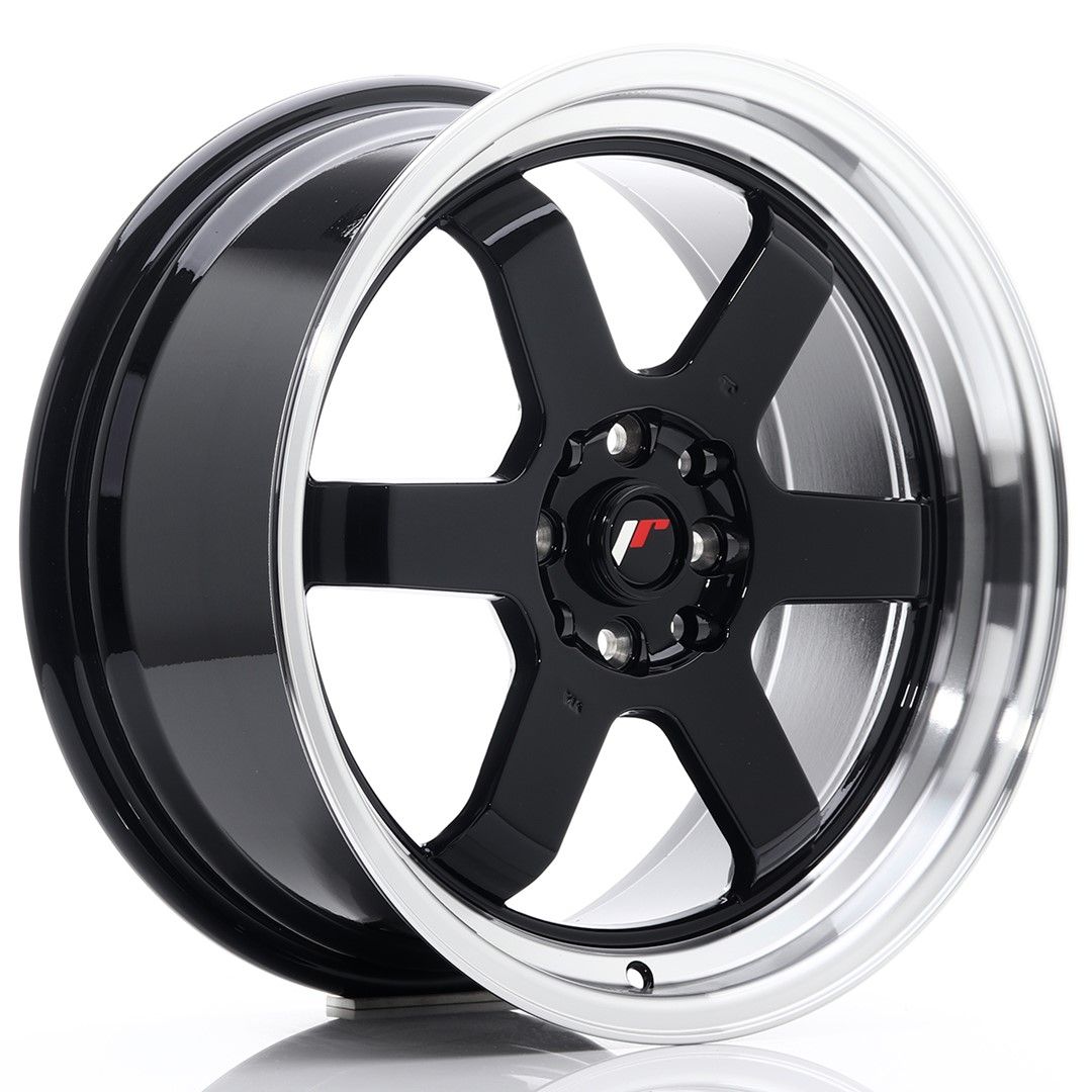 JR12 17x8 ET33 5x100, 5x114.3 lèvre usinée noire brillante