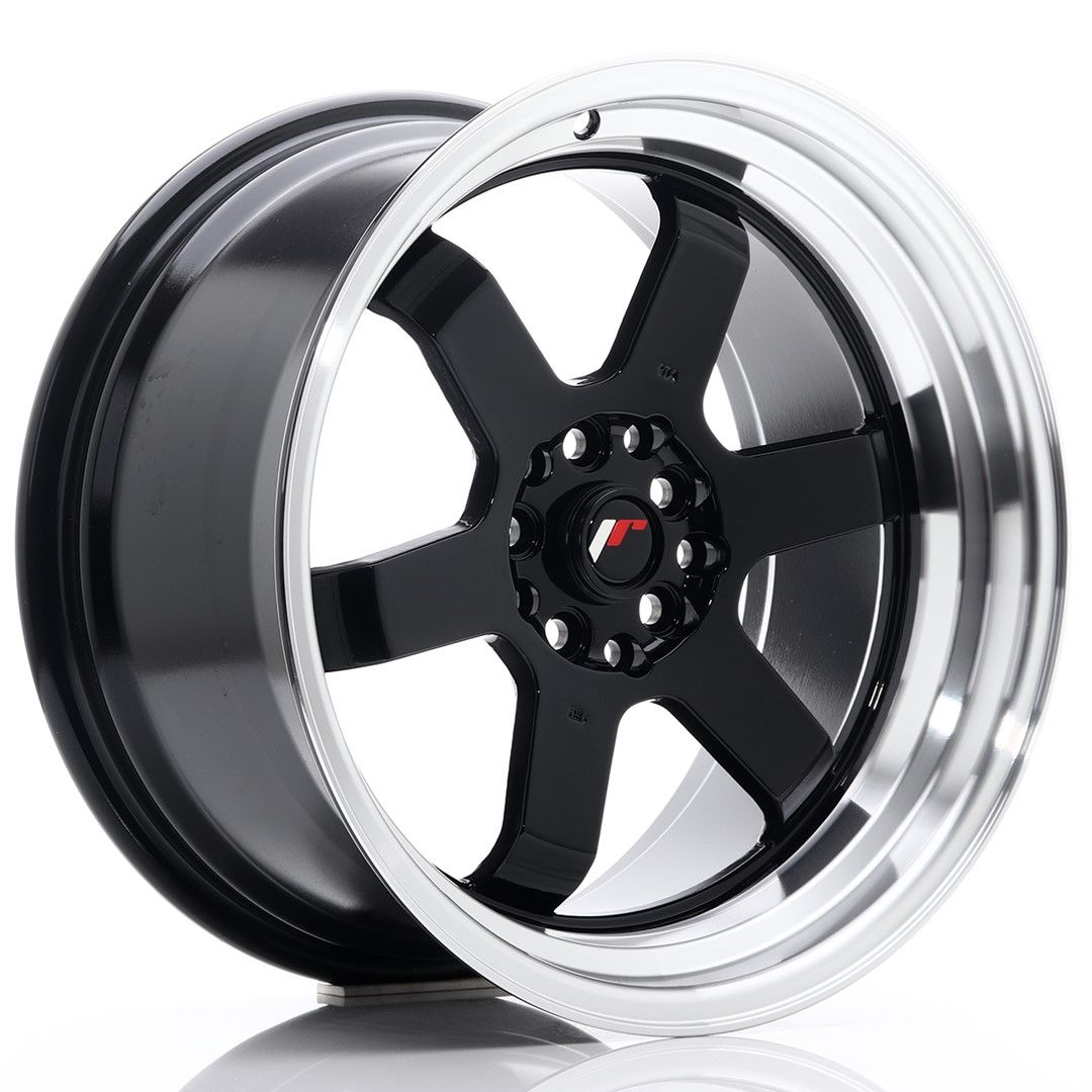 JR12 17x9 ET25 4x100, 4x114.3 lèvre usinée noire brillante