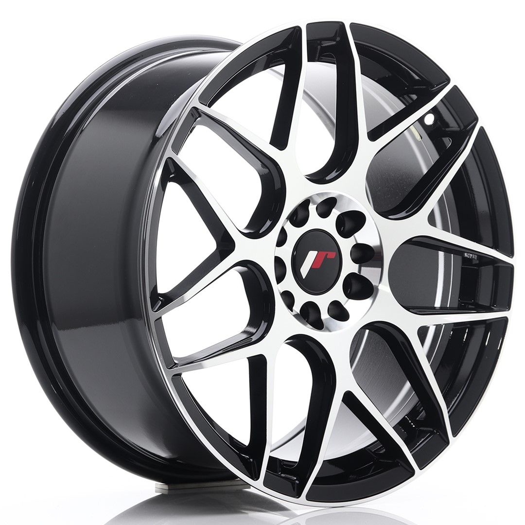 JR18 18x8.5 ET40 5x112, 5x114.3 face usinée noire brillante