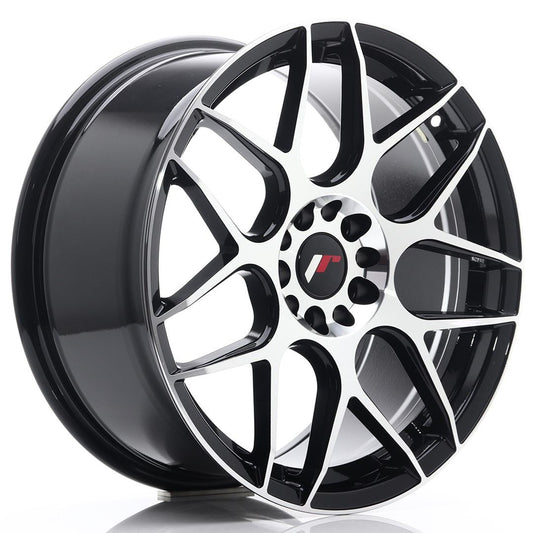 JR18 18x8.5 ET40 5x112, 5x114.3 glanzend zwart bewerkt oppervlak