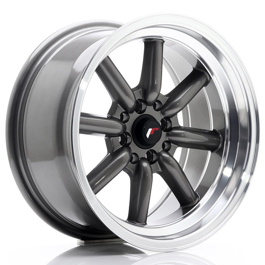 JR19 16x8 ET0 4x100, 4x114.3 gun metal machined lip
