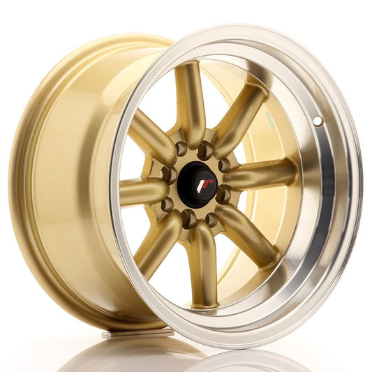 JR19 16x9 ET-15 4x100, 4x114.3 gold machined lip