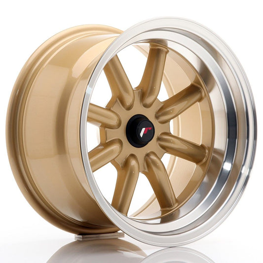 JR19 16x9 ET-1-25 Custom PCD Gold Machined Lip