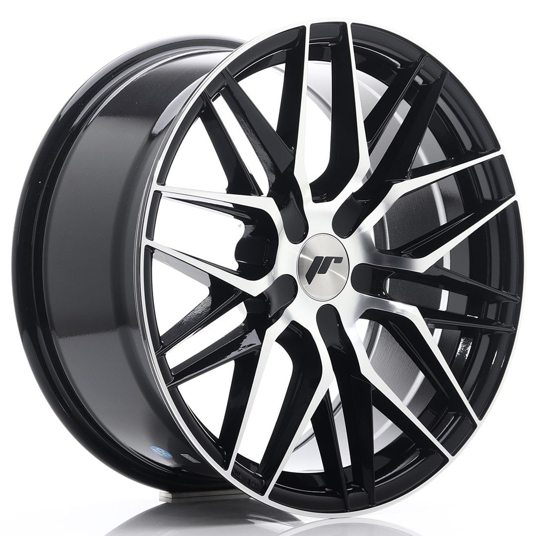 JR28 18x8.5 ET20-40 Custom PCD glanzend zwart bewerkt oppervlak