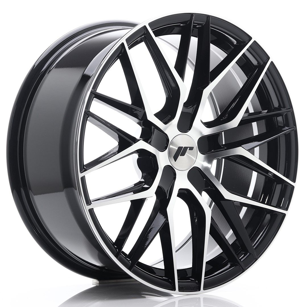 JR28 19x8.5 ET20-40 Custom PCD glanzend zwart bewerkt oppervlak