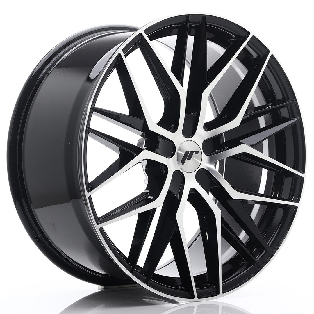 JR28 22x10,5 ET15-50 PCD personnalisé noir brillant face usinée
