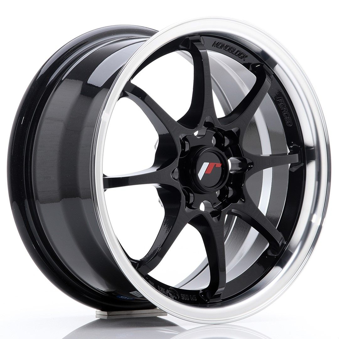 JR5 15x7 ET35 4x100 Lèvre usinée noire brillante
