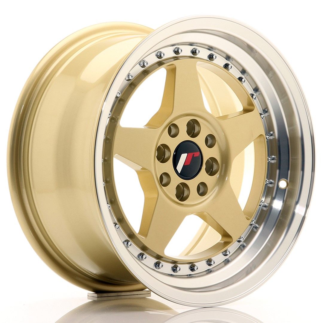 JR6 16x8 ET30 4x100, 4x114.3 lèvre usinée en or