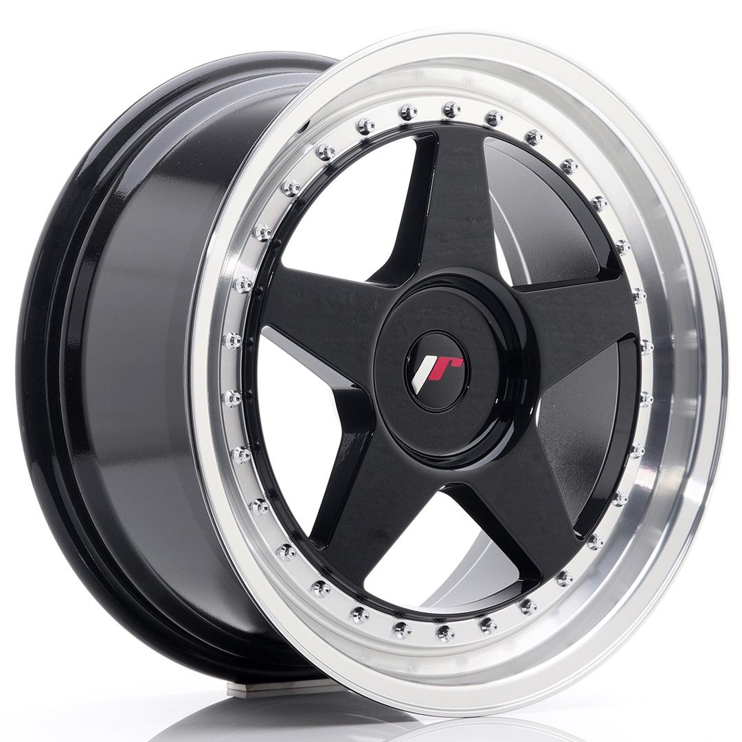 JR6 18x8.5 ET20-40 Custom PCD Gloss Black Machinaal bewerkte lip