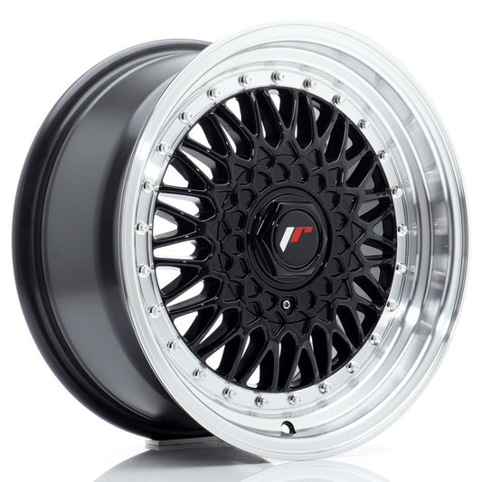 JR9 16x9 ET20 4x100, 4x108 lèvre usinée noire brillante