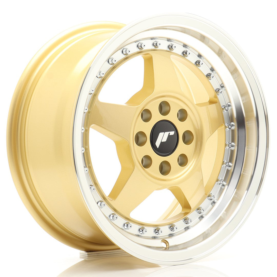 JR6 15x7 ET25 4x100, 4x108 Gold Machined Lip