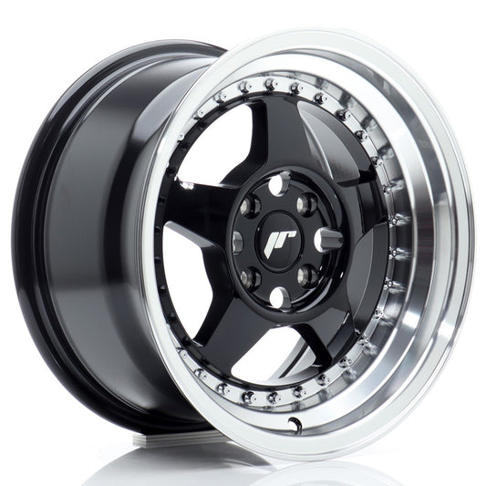 JR6 15x8 ET25 4x100 Lèvre usinée noire brillante