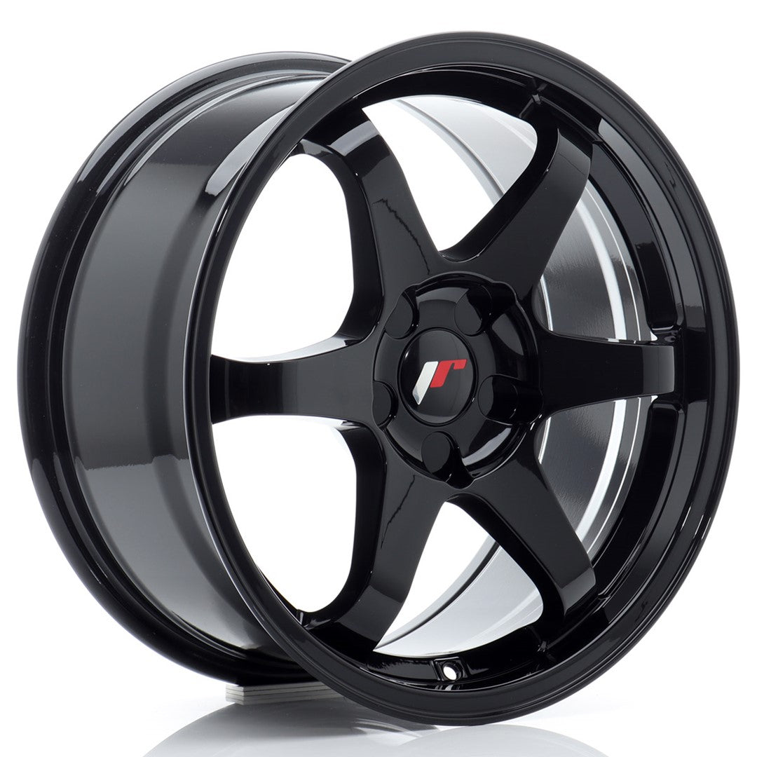JR3 17x8 ET20-35 Custom PCD Glanzend Zwart