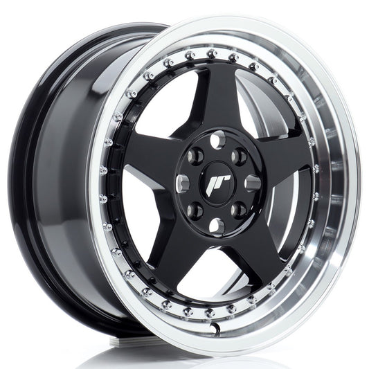 JR6 16x7 ET35 4x100 Lèvre usinée noire brillante