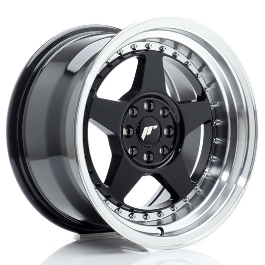 JR6 16x9 ET20 4x100, 4x108 glanzend zwarte bewerkte rand