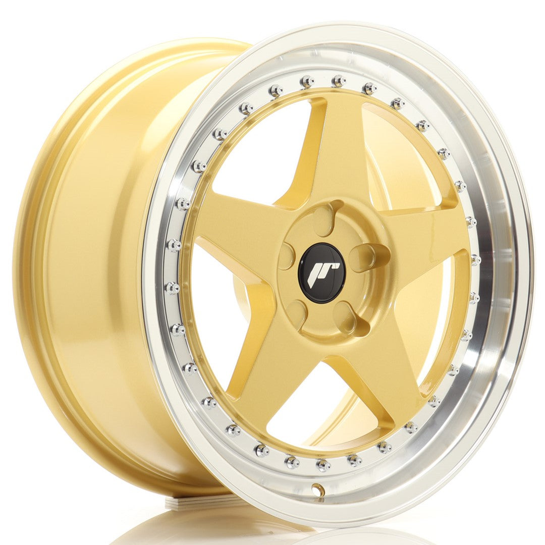 JR6 18x8.5 ET20-40 Aangepaste PCD Goud Bewerkte Lip