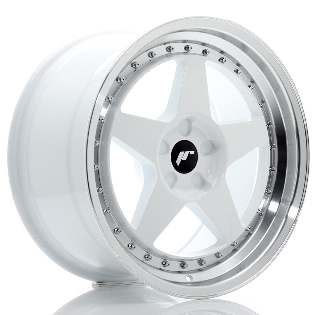 JR6 18x9.5 ET20-40 Aangepaste PCD Witte Bewerkte Lip