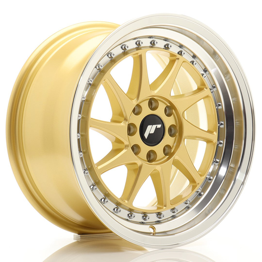 JR26 16x8 ET25 4x100, 4x108 Goud Machined Lip