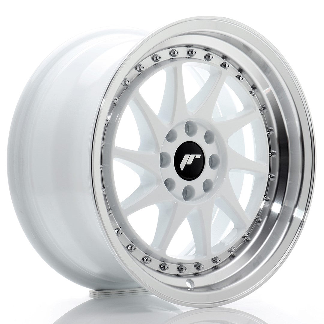 JR26 16x8 ET25 4x100, 4x108 Wit met gepolijste rand