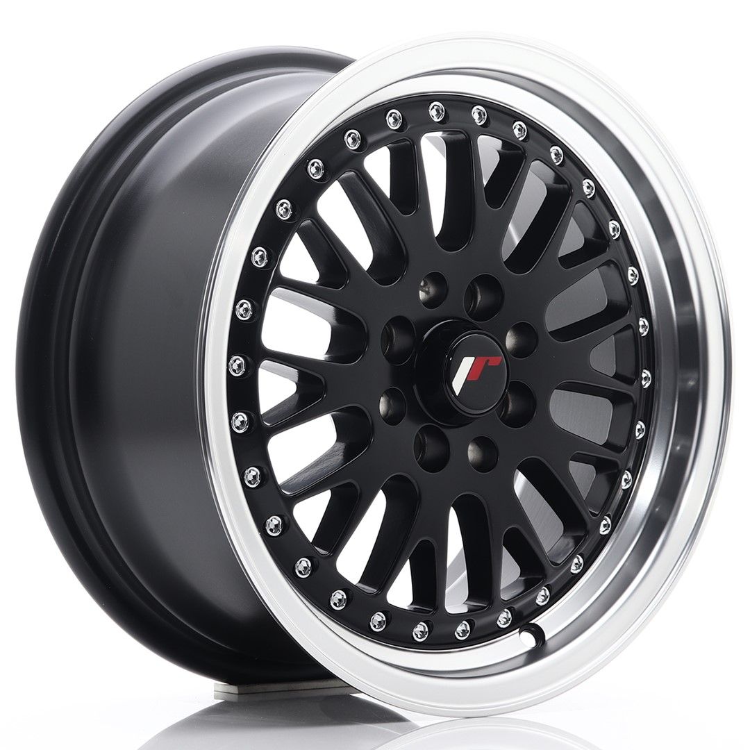 JR10 15x7 ET30 4x100, 4x108 lèvre usinée noire plate