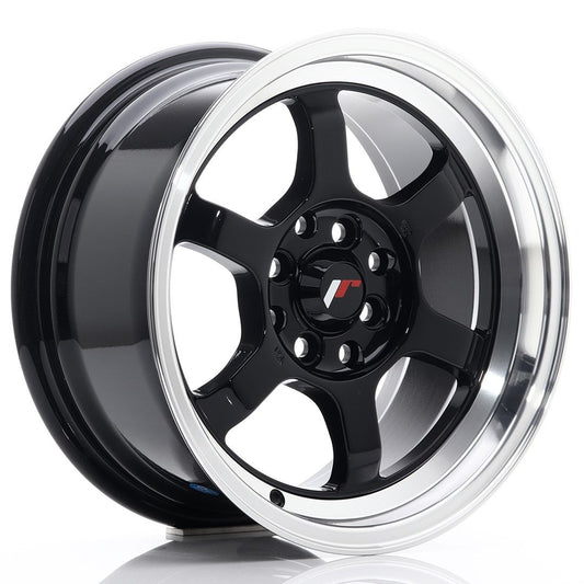 JR12 15x7.5 ET26 4x100, 4x108 lèvre usinée noire brillante
