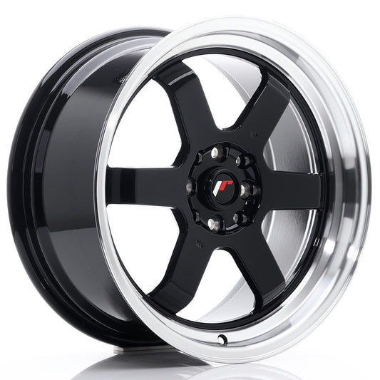 JR12 17x8 ET33 5x100, 5x114.3 lèvre usinée noire brillante
