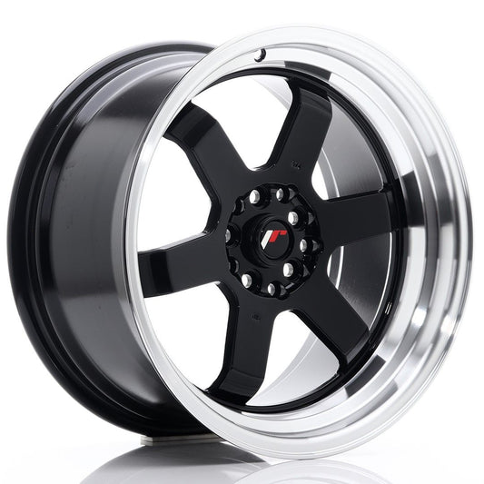 JR12 17x9 ET25 5x100, 5x114.3 lèvre usinée noire brillante