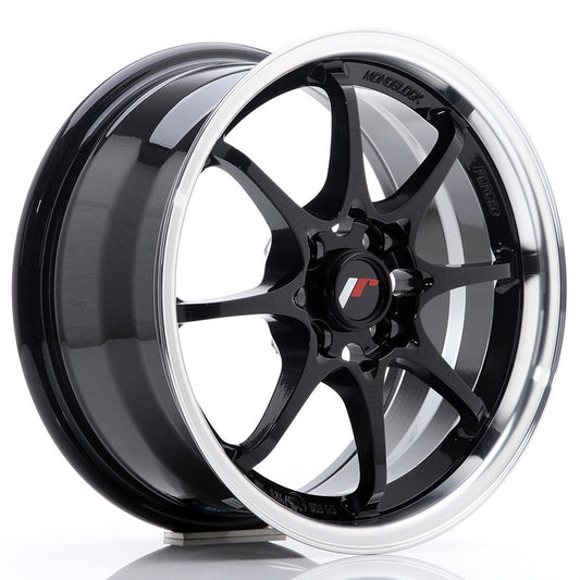 JR5 15x7 ET35 4x100 Lèvre usinée noire brillante
