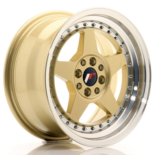JR6 16x8 ET30 4x100, 4x114.3 lèvre usinée en or