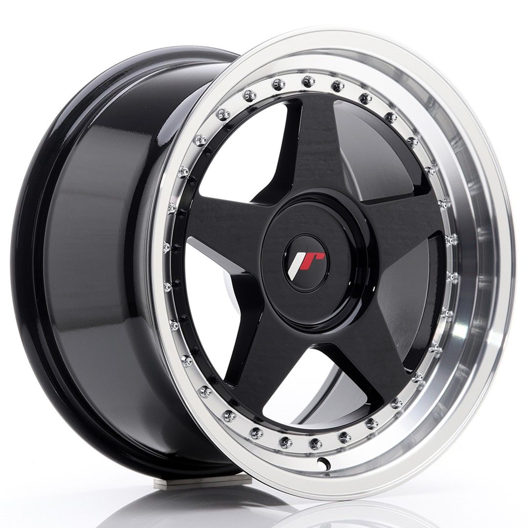 JR6 17x9 ET20-35 Custom PCD Gloss Black Machinaal bewerkte lip