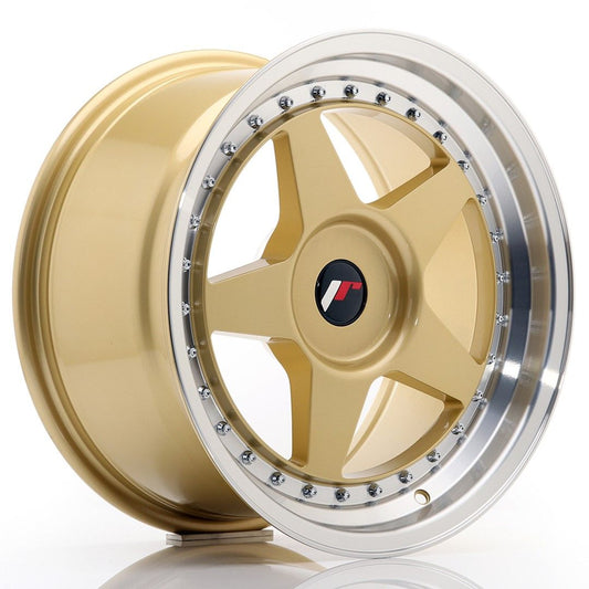 JR6 17x9 ET20-35 Aangepaste PCD Goud Bewerkte Lip