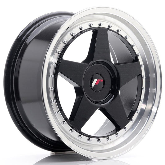 JR6 18x8.5 ET20-40 Custom PCD Gloss Black Machinaal bewerkte lip